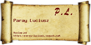 Paray Luciusz névjegykártya